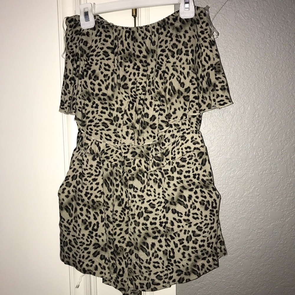 Strapless cheetah print romper